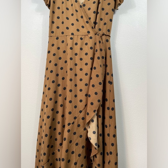 Brown Polka Dot Skirt VICI Mama Mia Polka Dotted Wrap Maxi Dress sz: Small Retro - Picture 5 of 16